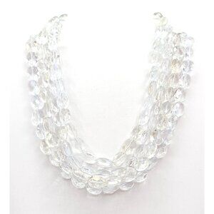 Sterling Silver Slide Tube Clasp Multi Strand Faceted Quartz Choker, 14 Inches